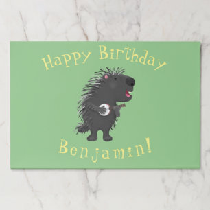 Cute funny porcupine playing banjo cartoon  paper pad