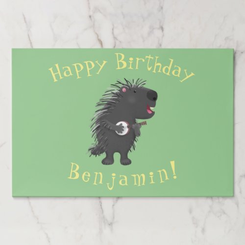 Cute funny porcupine playing banjo cartoon  paper pad