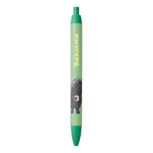 Cute funny porcupine playing banjo cartoon pen