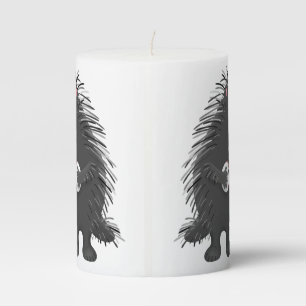 Cute funny porcupine playing banjo cartoon pillar candle