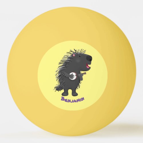 Cute funny porcupine playing banjo cartoon ping pong ball