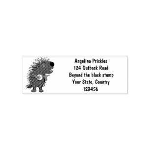 Cute funny porcupine playing banjo cartoon self-inking stamp