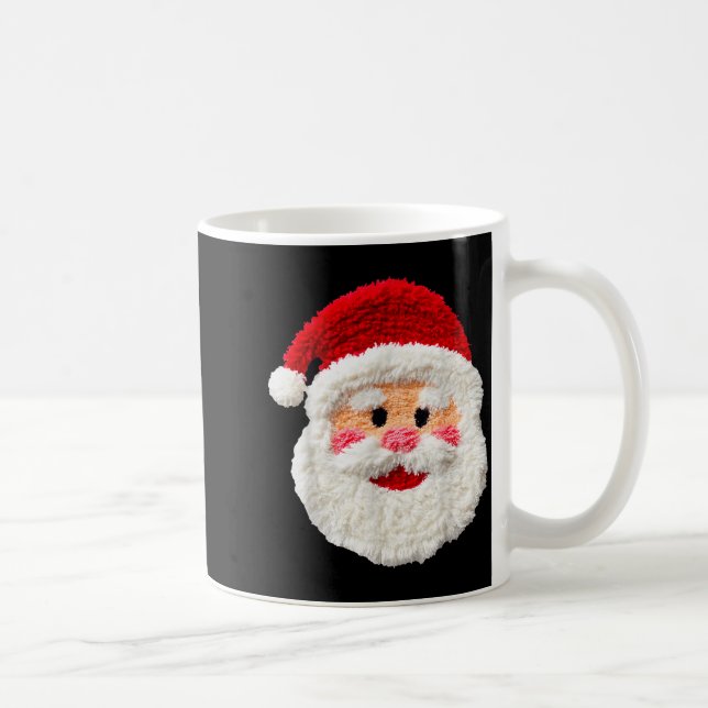 Cute Funny Preppy Faux Yarn Santa Claus Face Merry Coffee Mug (Right)