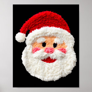 Cute Funny Preppy Faux Yarn Santa Claus Face Merry Poster