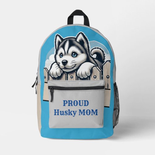 Cute Funny Proud Husky Pet Dog Mom Dad Parent Printed Backpack