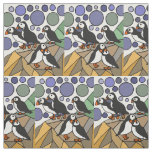 Cute Funny Puffin Birds Abstract Fabric