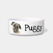 Cute funny Pug painting Speckled customizable Bowl