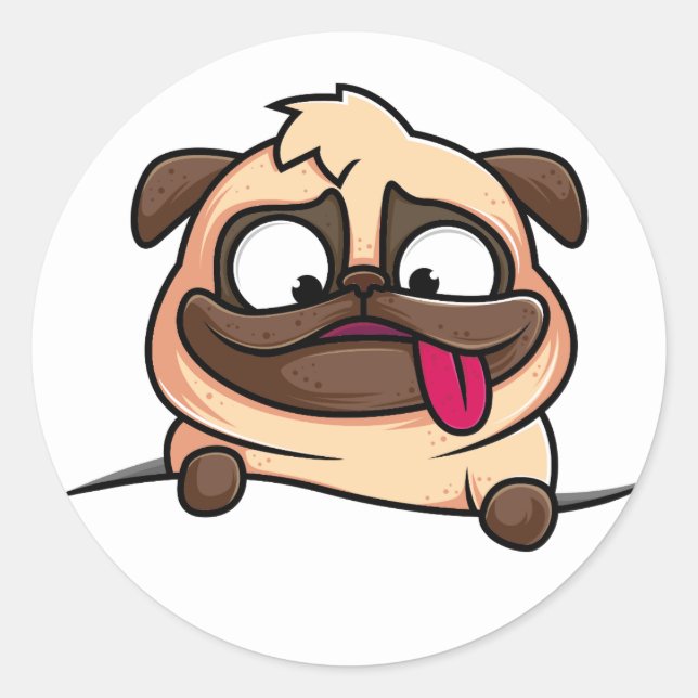 Cute Funny Pug Puppy - Sticker (Front)