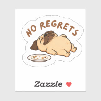 cute funny pug sticker "No regrets"