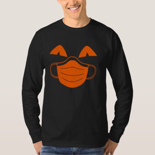Cute Funny Pumpkin Face Wearing A Facemask Hallowe T_Shirt