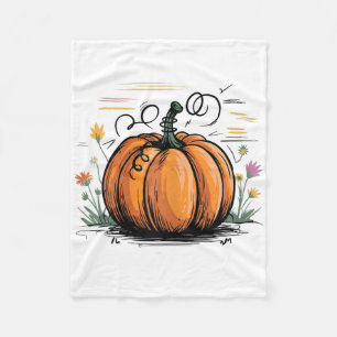 Cute Funny Pumpkin For Halloween And Thanksgiving Fleece Blanket