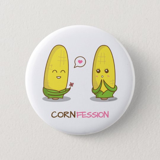 Cute Funny Punny Corn Love Confession Pinback Button 