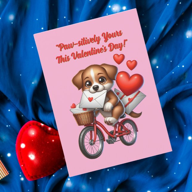 Cute Funny Puppy Love Hearts Valentines Card (Creator Uploaded)
