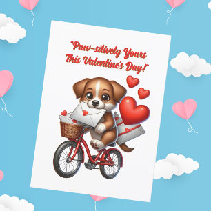 Cute Funny Puppy Love Hearts Valentines Card