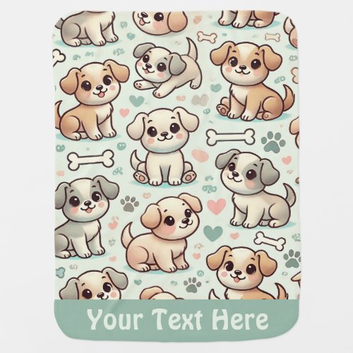 Cute Funny Puppy_pattern Design Your Text Baby Blanket