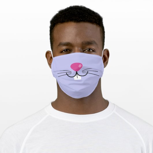 Cute Funny Purple Animal Bunny Face Adult Cloth Face Mask (Worn)