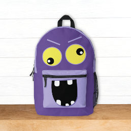Cute Funny Purple Monster w/ Name Kids Printed Backpack