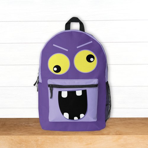 Cute Funny Purple Monster w Name Kids Printed Backpack