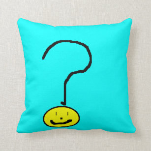 Cute Funny Question Mark Emoji, Kids Art, Pillow