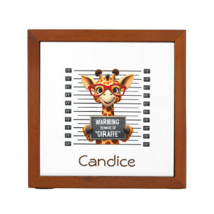 cute funny quirky giraffe warning desk organizer