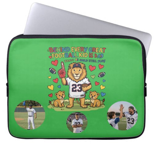 Cute Funny Quotes Lion Football Dad Photo Laptop Sleeve