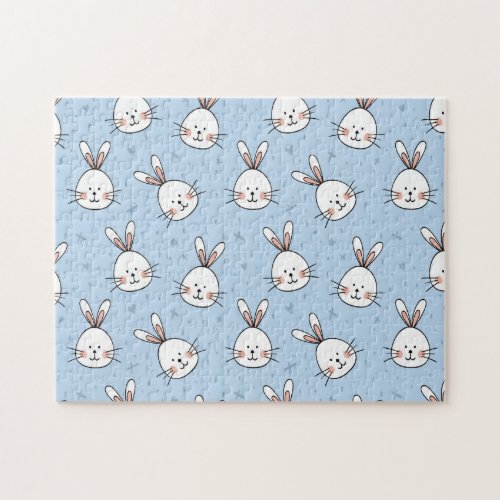 Cute Funny Rabbit Bunny Pattern Jigsaw Puzzle