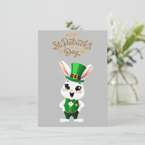 Cute Funny Rabbit _ Happy St Patricks Day Card