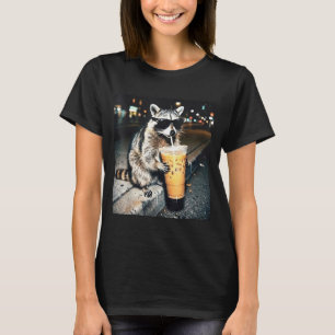Cute Funny Raccoon Drinking Milk Cute T-Shirt