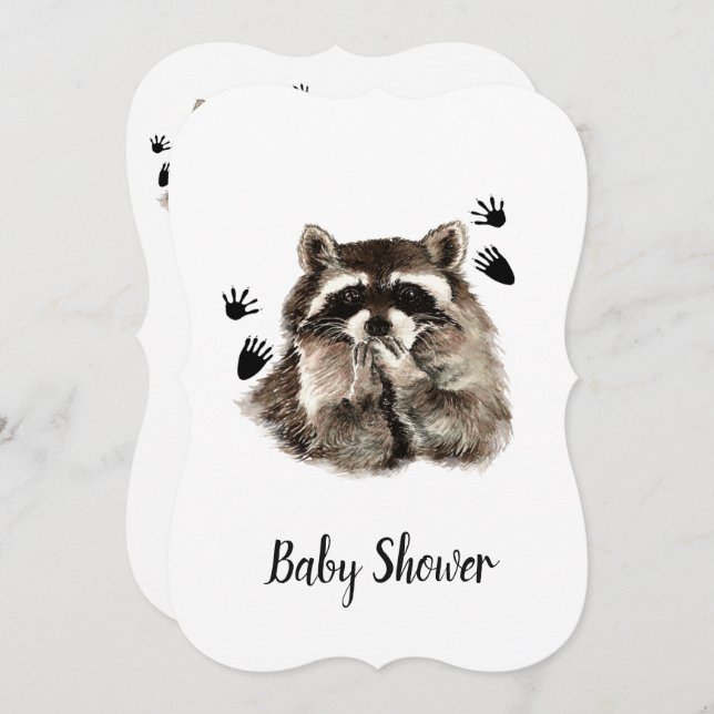 Cute Funny Raccoon Garden Animal Baby Shower Invitation (Front/Back)