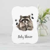 Cute Funny Raccoon Garden Animal Baby Shower Invitation (Standing Front)