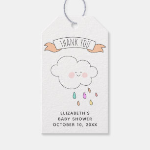 Cute funny rainy cloud. Baby shower thank you Gift Tags