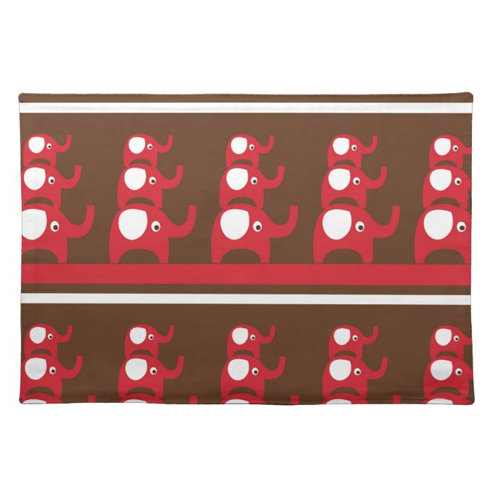 Cute Funny Red Elephants Stacked on Top of Each Ot Placemat