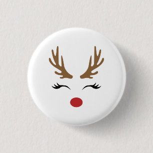Cute Funny Red Nosed Reindeer Xmas Gifts Button