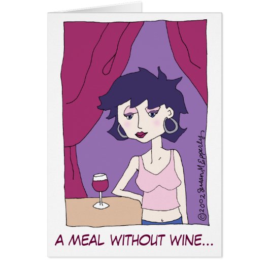 Cute Funny Red Wine Vino Cartoon Girl (Front)