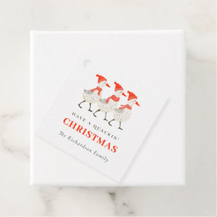 Cute Funny Red Winter Quacking Christmas Ducks Favor Tags