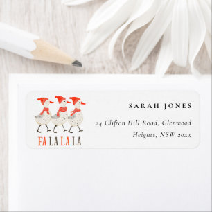 Cute Funny Red Winter Quacking Christmas Ducks  Label