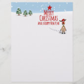 Cute Funny Reindeer Christmas Tree - Letterhead (Front)
