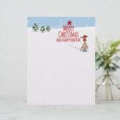 Cute Funny Reindeer Christmas Tree - Letterhead (Standing Front)