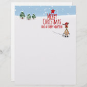 Cute Funny Reindeer Christmas Tree - Letterhead (Front/Back)