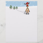 Cute Funny Reindeer Christmas Tree - Letterhead (Front)