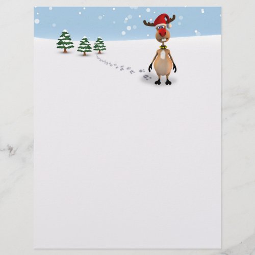 Cute Funny Reindeer Christmas Tree _ Letterhead