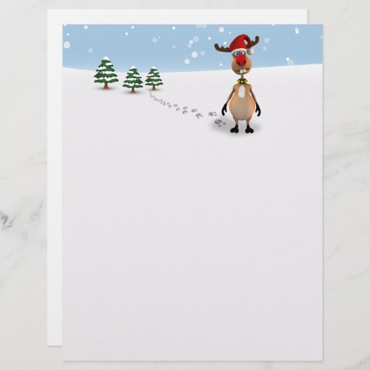 Cute Funny Reindeer Christmas Tree - Letterhead (Front/Back)