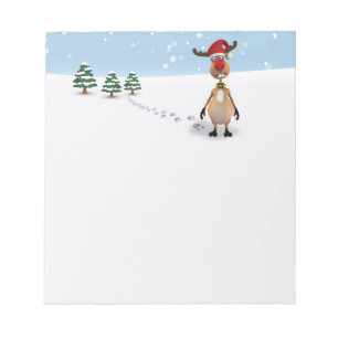 Cute Funny Reindeer Christmas Tree - Notepad