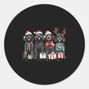 Cute Funny Reindeer Santa Black Goldendoodle Dogs Classic Round Sticker