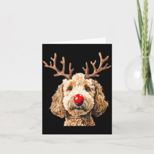 Cute Funny Reindeer Santa Goldendoodle Christmas T Card