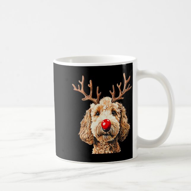 Cute Funny Reindeer Santa Goldendoodle Christmas T Coffee Mug (Right)