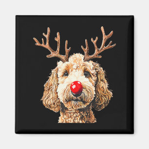 Cute Funny Reindeer Santa Goldendoodle Christmas T Magnet