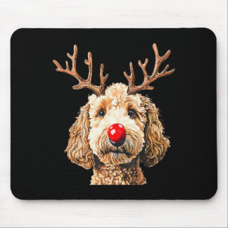 Cute Funny Reindeer Santa Goldendoodle Christmas T Mouse Pad