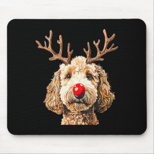 Cute Funny Reindeer Santa Goldendoodle Christmas T Mouse Pad