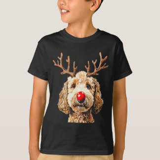 Cute Funny Reindeer Santa Goldendoodle Christmas T T-Shirt